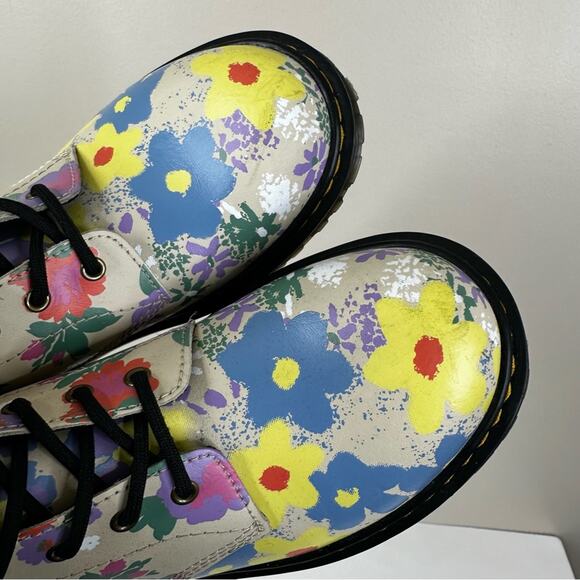 Dr. Martens Boots Womens 6 Floral Print Lace Up 1460 Y Multicolor Docs - Picture 7 of 10